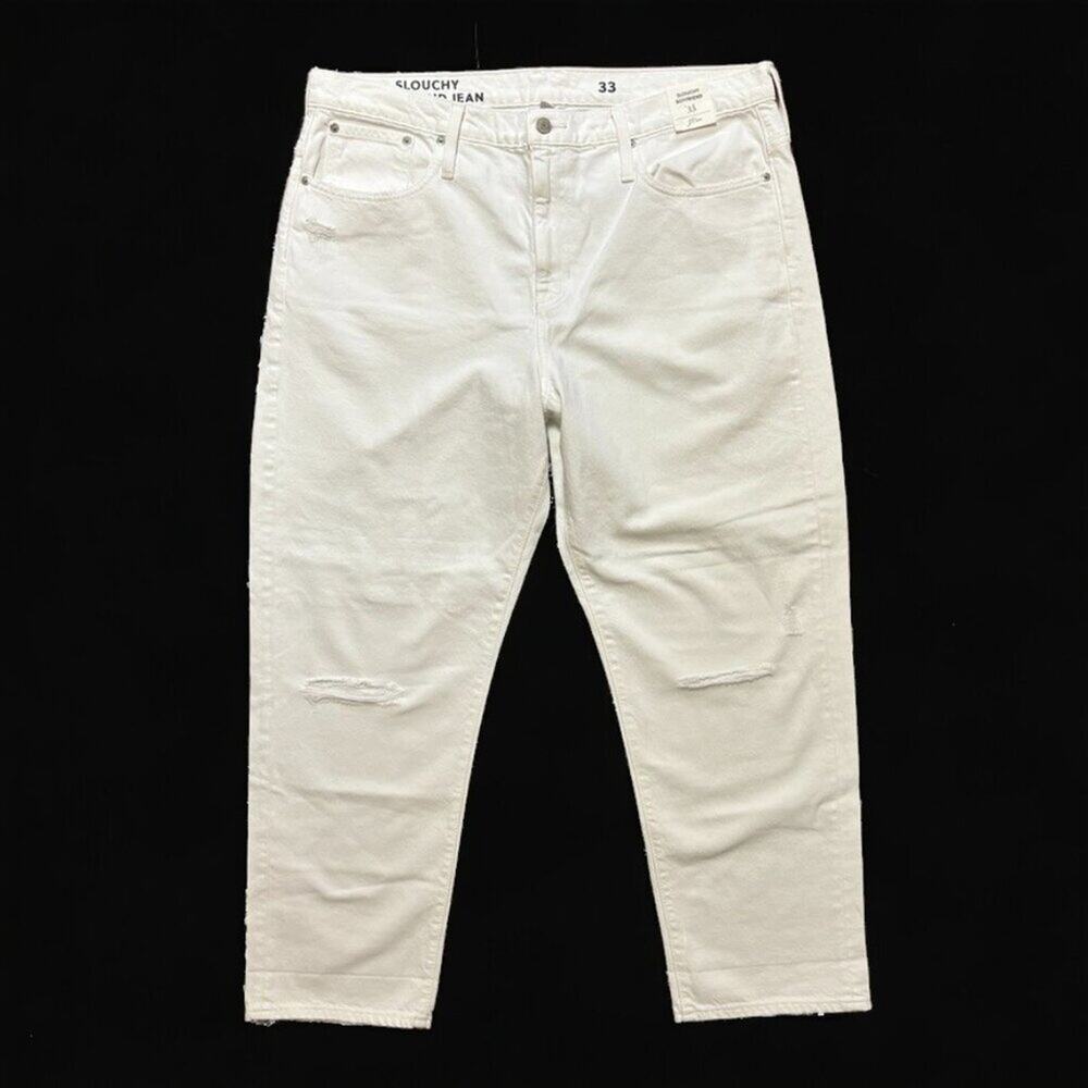 NWT J.CREW Slouchy Boyfriend Jeans in White READ DESCRIPTION SZ 16